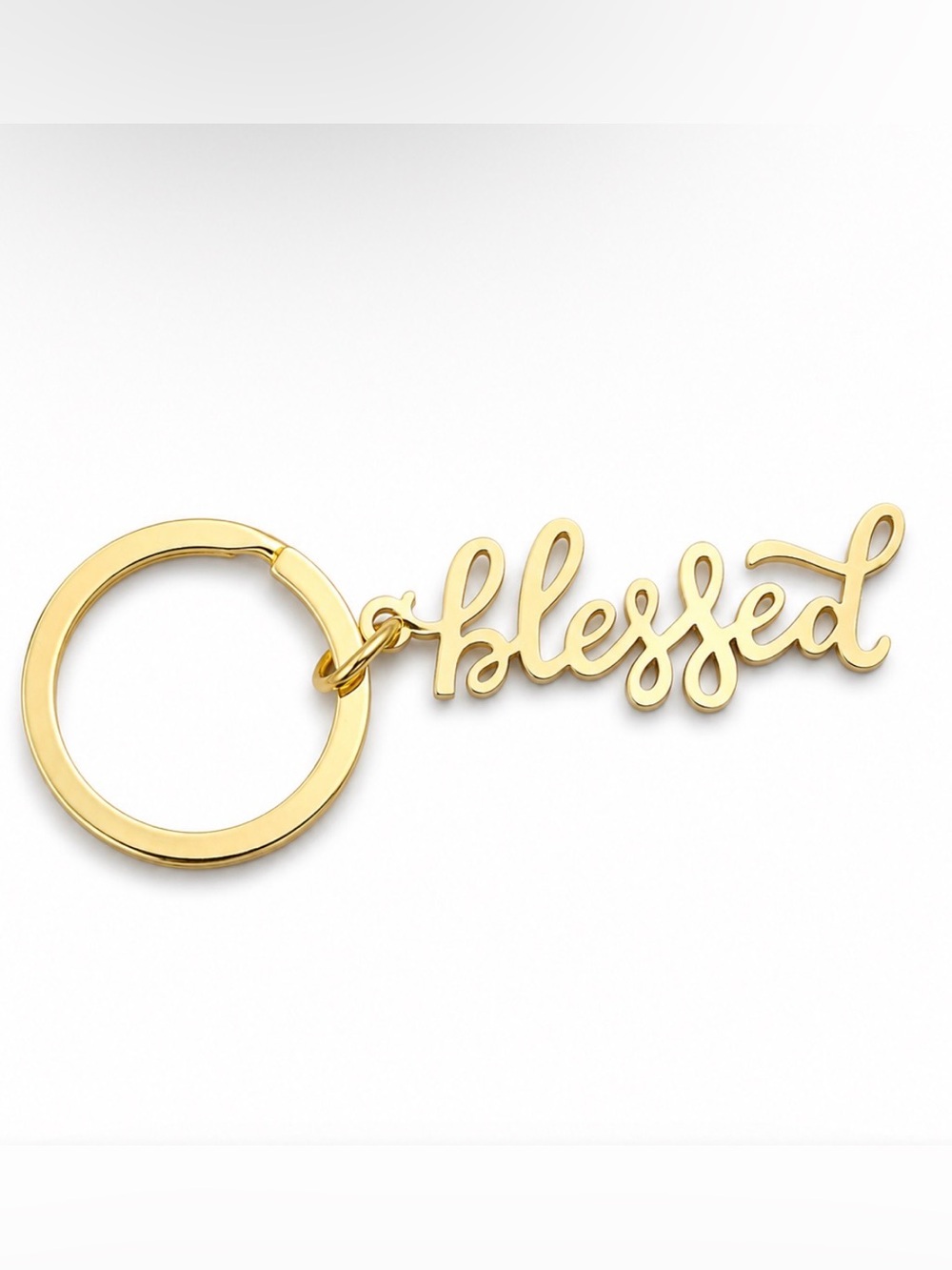 Blessed Script Keyring - Gold Tone - Boutique